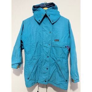 Vintage Patagonia Jacket 1980s Teal Hooded M Gorpcore Retro Ski Outdoor Winter